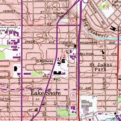 Topographic Map of Saint Mathews Convent, FL