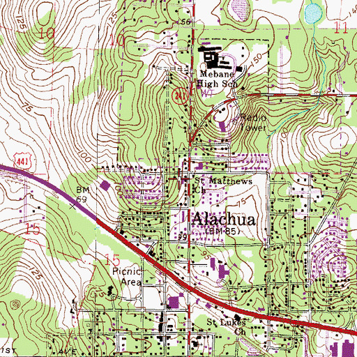 Topographic Map of Saint Matthew Baptist Church, FL