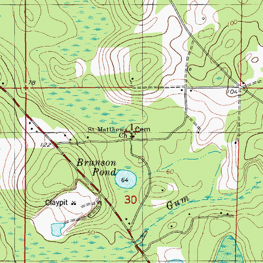 Topographic Map of Saint Matthews Church, FL