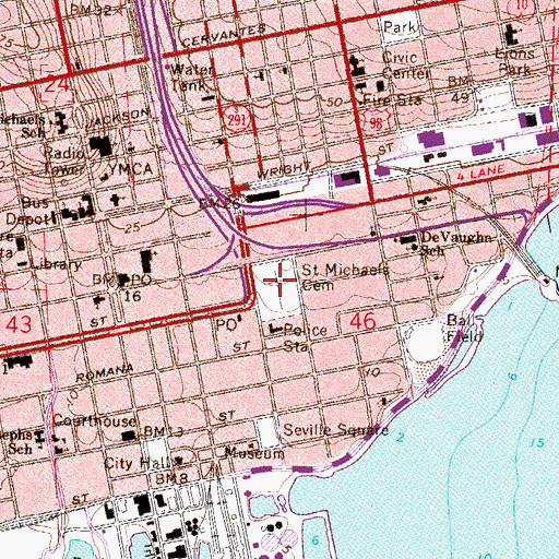 Topographic Map of Saint Michaels Cemetery, FL