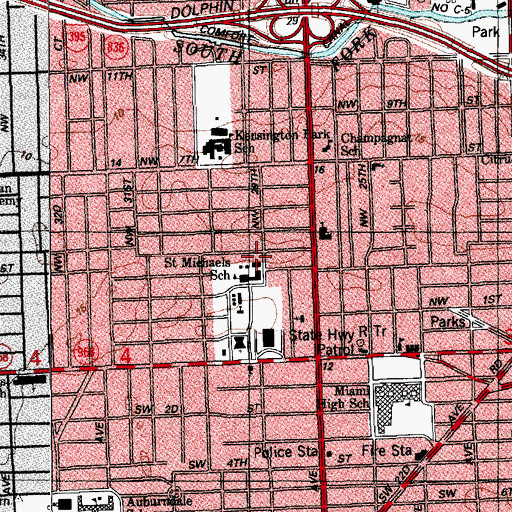 Topographic Map of Saint Michaels School, FL