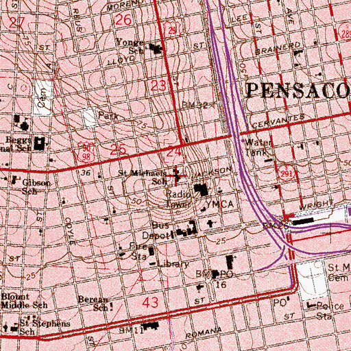 Topographic Map of Saint Michaels School, FL