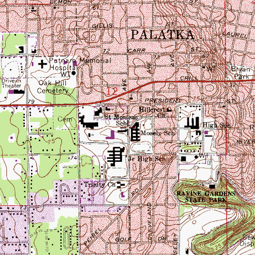 Topographic Map of Saint Monicas School, FL