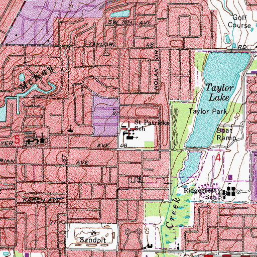 Topographic Map of Saint Patricks School, FL