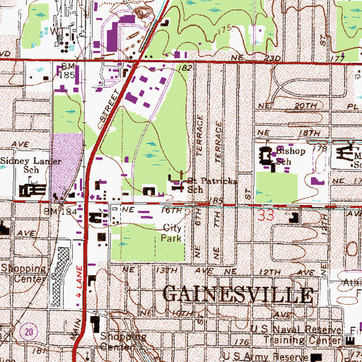 Topographic Map of Saint Patricks School, FL