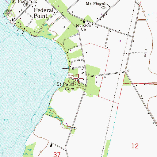 Topographic Map of Saint Pauls Cemetery, FL