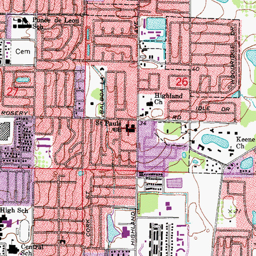 Topographic Map of Saint Pauls Church, FL