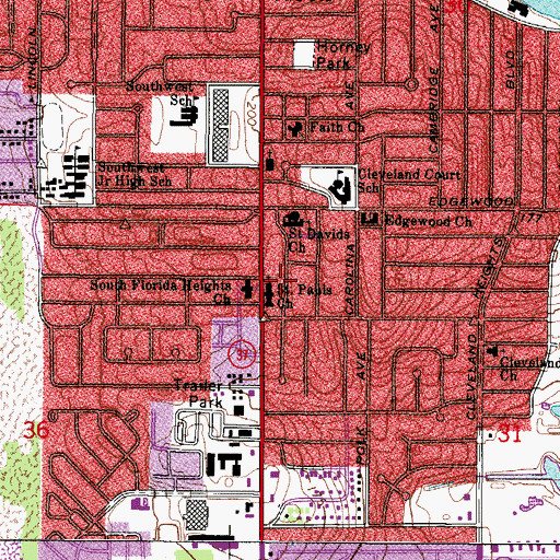 Topographic Map of Saint Pauls Church, FL