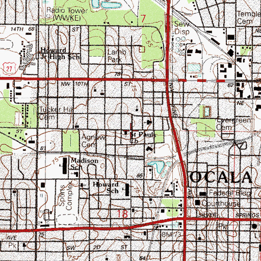 Topographic Map of Saint Pauls African Methodist Episcopal Church, FL