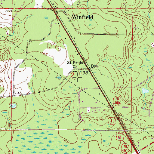 Topographic Map of Saint Pauls Church, FL