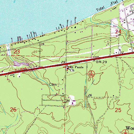 Topographic Map of Saint Pauls Church, FL