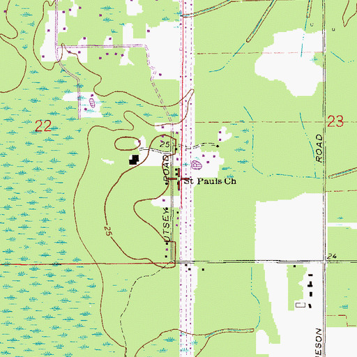 Topographic Map of Saint Pauls Church, FL