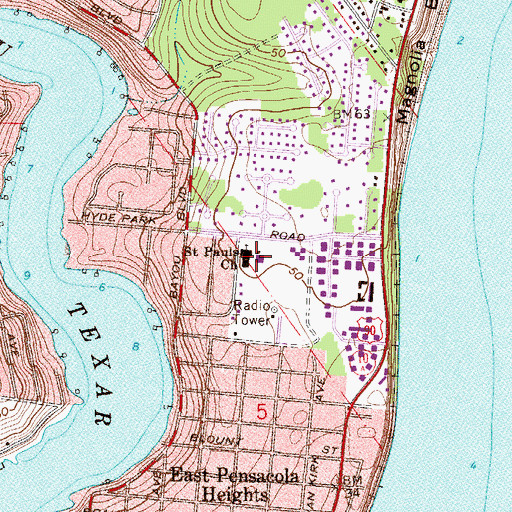 Topographic Map of Saint Pauls Church, FL