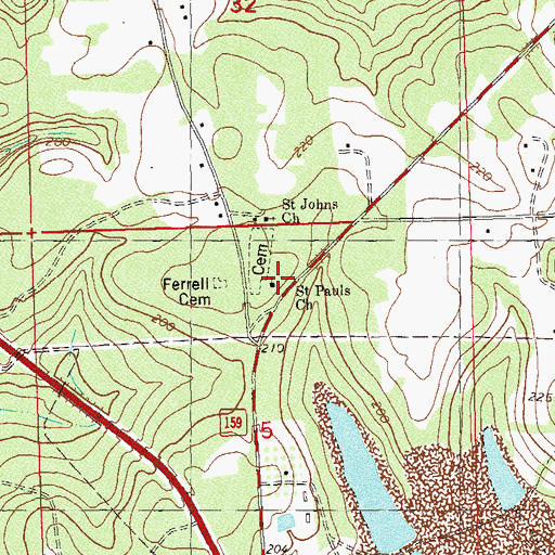 Topographic Map of Saint Pauls Church, FL