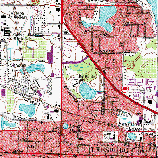 Topographic Map of Saint Pauls School, FL