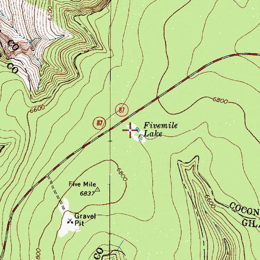 Topographic Map of Fivemile Lake, AZ