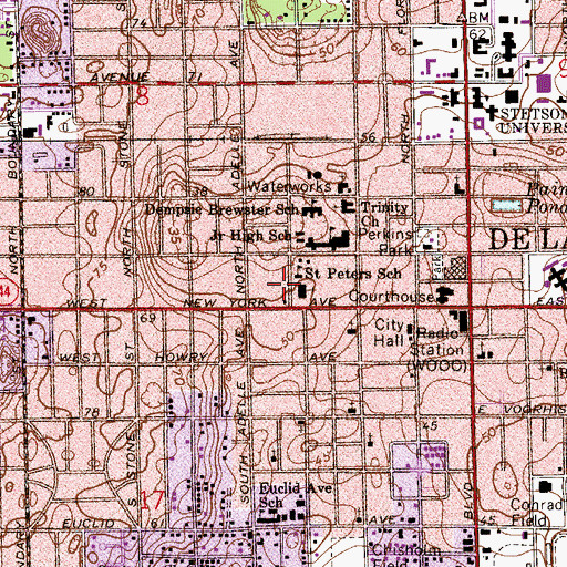 Topographic Map of Saint Peter's Catholic School, FL
