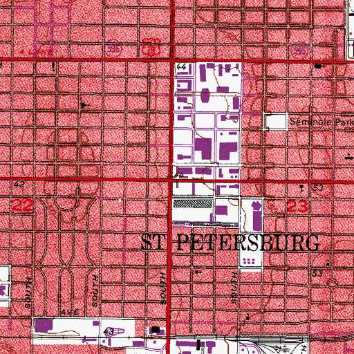 Topographic Map of Saint Petersburg, FL