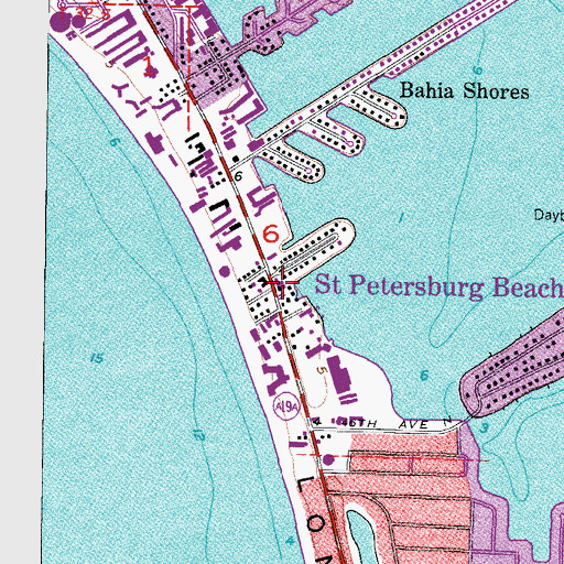 Topographic Map of Saint Pete Beach, FL