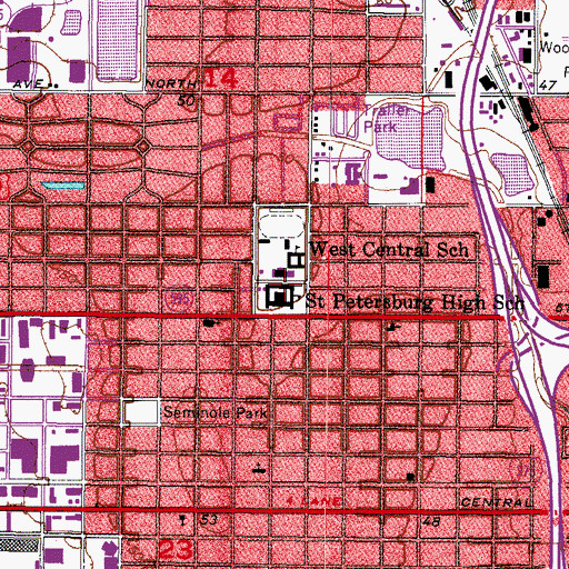 Topographic Map of Saint Petersburg High School, FL
