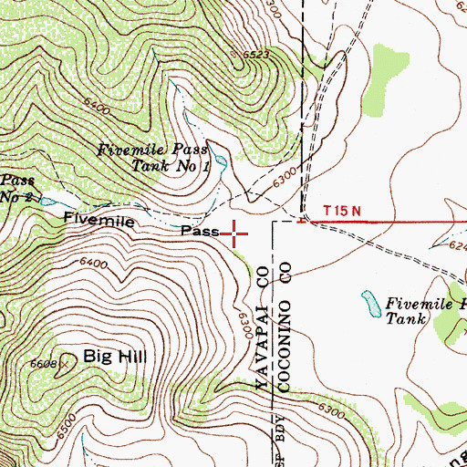 Topographic Map of Fivemile Pass, AZ