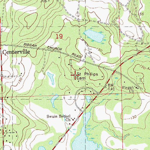 Topographic Map of Saint Philips Cemetery, FL
