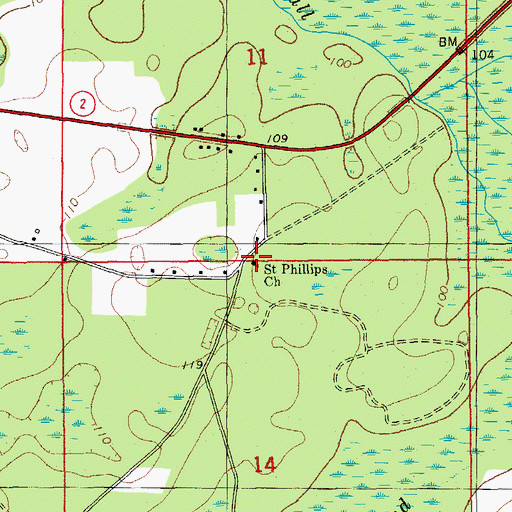 Topographic Map of Saint Phillips Church, FL