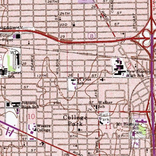 Topographic Map of Saint Pius School, FL