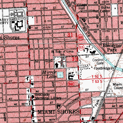 Topographic Map of Saint Rose of Lima School, FL
