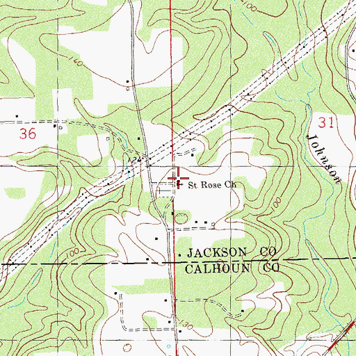 Topographic Map of Saint Rose Church, FL