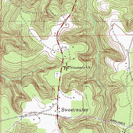 Topographic Map of Saint Stephens Church, FL