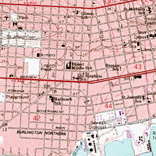 Topographic Map of Saint Stephens School, FL