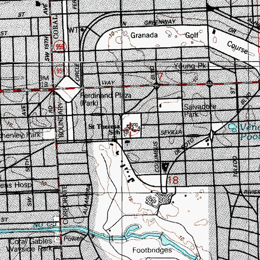 Topographic Map of Saint Theresa School, FL