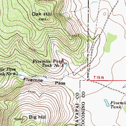Topographic Map of Fivemile Pass Tank Number One, AZ