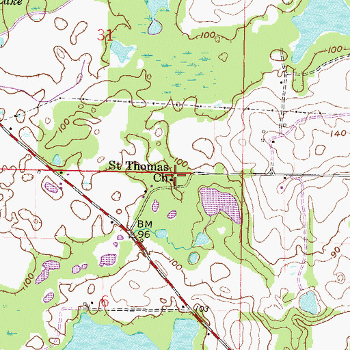 Topographic Map of Saint Thomas Church, FL