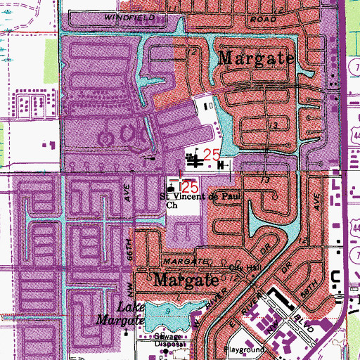 Topographic Map of Saint Vincent de Paul Church, FL