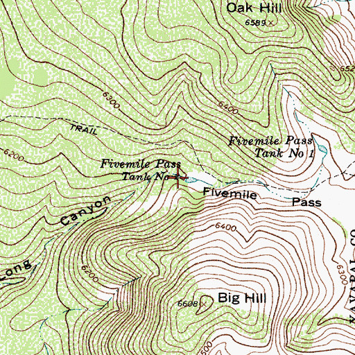Topographic Map of Fivemile Pass Tank Number Two, AZ