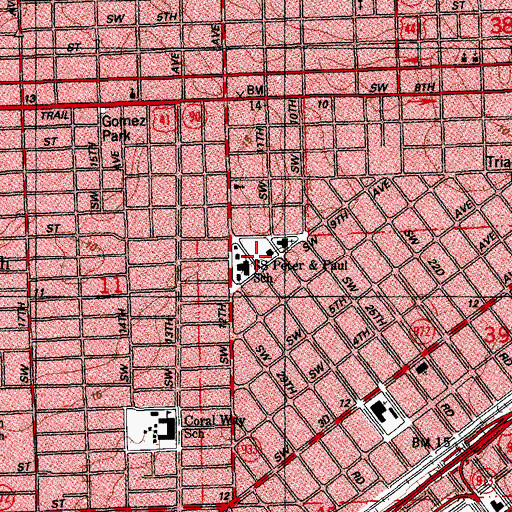 Topographic Map of Saints Peter, FL