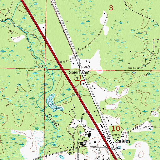 Topographic Map of Salem Cemetery, FL