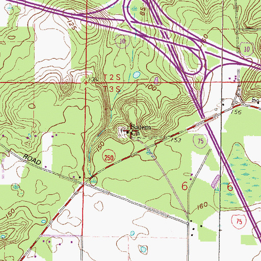 Topographic Map of Salem Church, FL