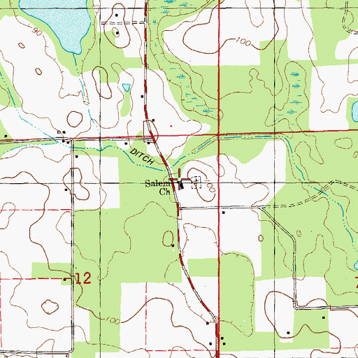 Topographic Map of Salem Church, FL