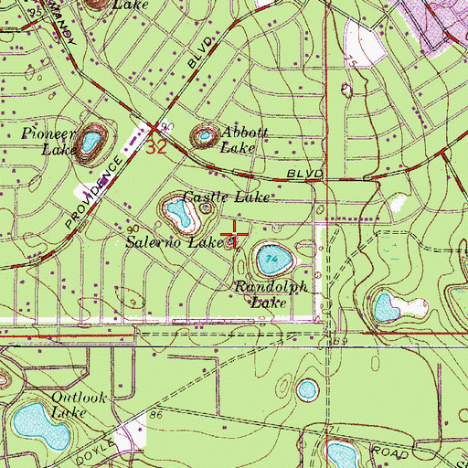 Topographic Map of Salerno Lake, FL