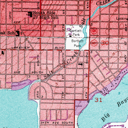 Topographic Map of Salt Creek, FL