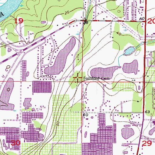 Topographic Map of Samford Cemetery, FL