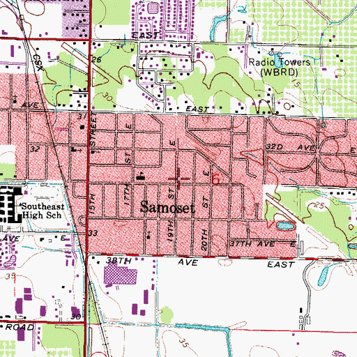Topographic Map of Samoset, FL