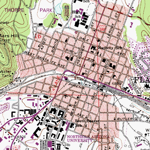 Topographic Map of Flagstaff, AZ