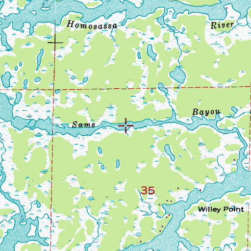 Topographic Map of Sams Bayou, FL