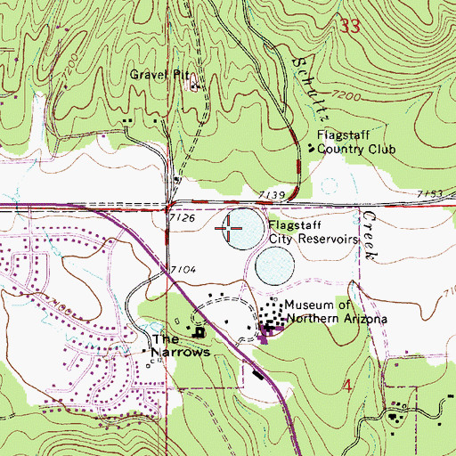 Topographic Map of Flagstaff City Reservoirs, AZ