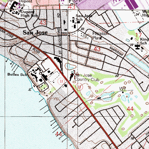 Topographic Map of San Jose Country Club, FL