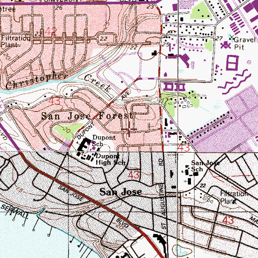 Topographic Map of San Jose Forest, FL